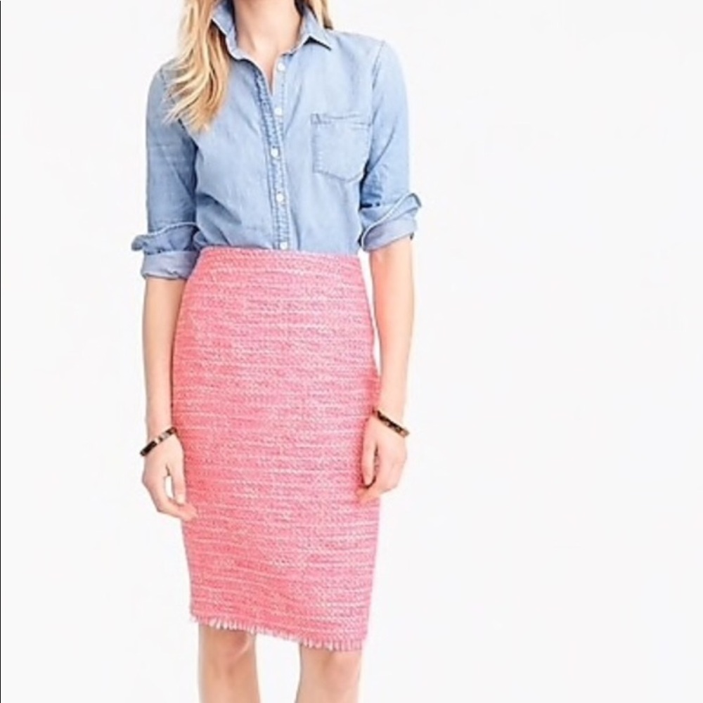 Jcrew pink neon tweed skirt